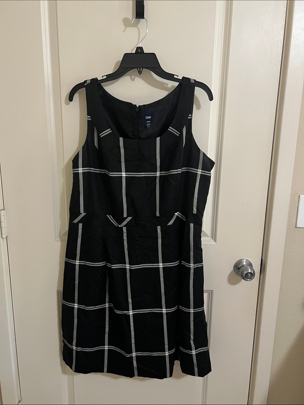 GAP Black and White Windowpane Midi Dress